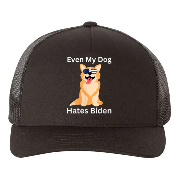 Even My Dog Hates Biden Republican Anti Joe Biden USA Flag Yupoong Adult 5-Panel Trucker Hat