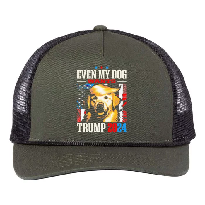 Even My Dog Wants Trump 2024 Retro Rope Trucker Hat Cap