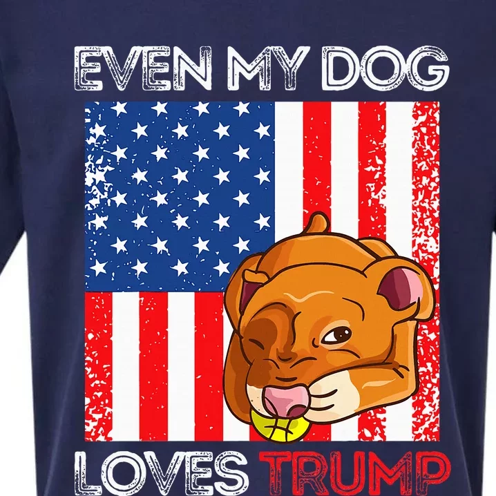 Even My Dog Loves Trump Pro Trump American Flag Retro Sueded Cloud Jersey T-Shirt