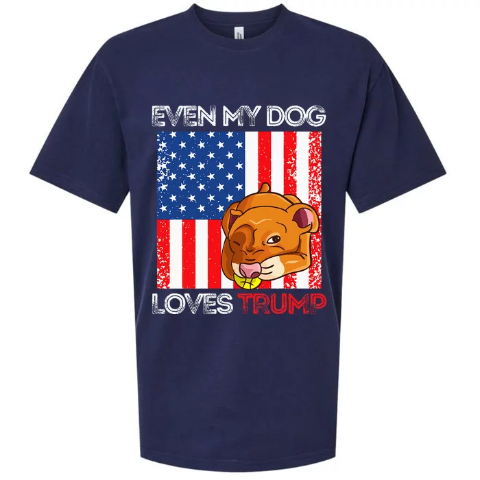 Even My Dog Loves Trump Pro Trump American Flag Retro Sueded Cloud Jersey T-Shirt