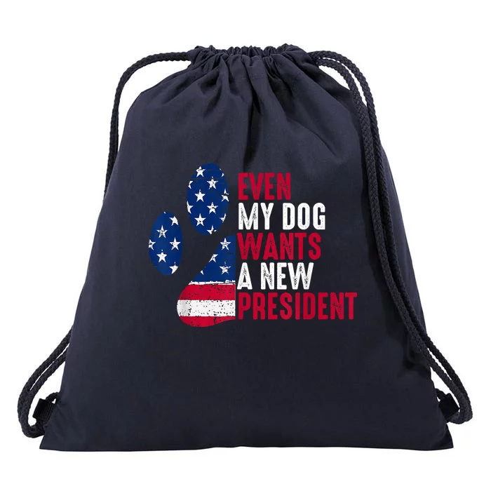 Even My Dog Wants A New President Dog Paw Drawstring Bag