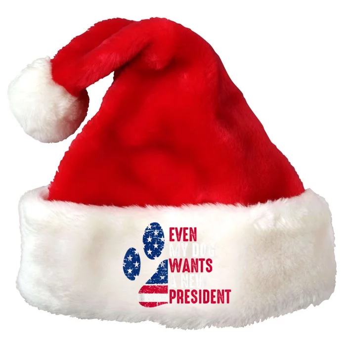 Even My Dog Wants A New President Dog Paw Premium Christmas Santa Hat