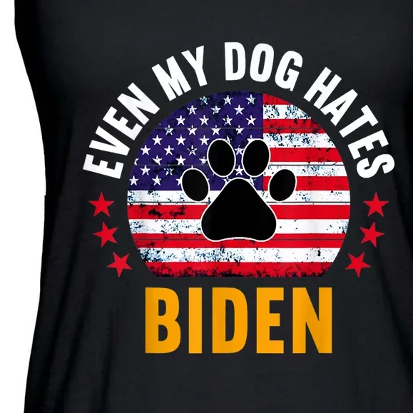 Even My Dog Hates Biden, Funny Anti Biden Ladies Essential Flowy Tank