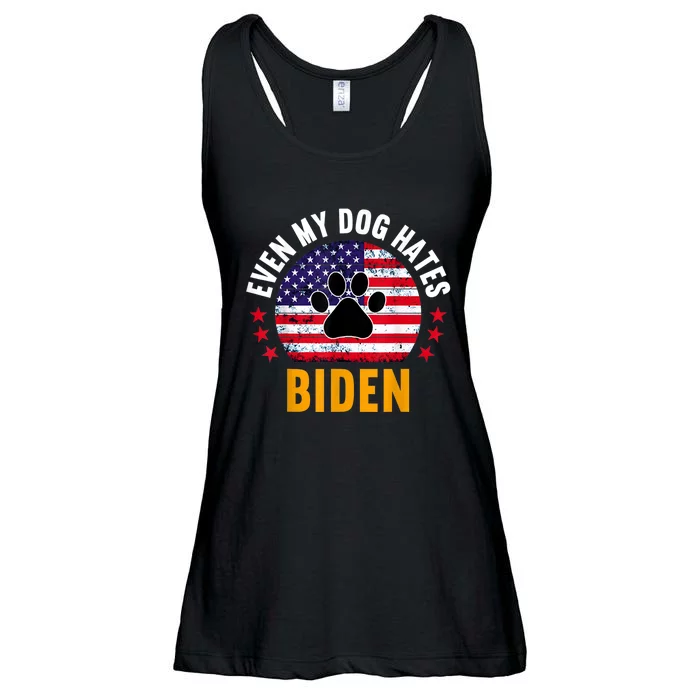 Even My Dog Hates Biden, Funny Anti Biden Ladies Essential Flowy Tank