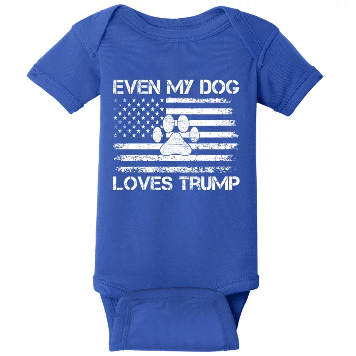 Even My Dog Loves Trump Usa Flag Election Trump Support Gift Baby Bodysuit