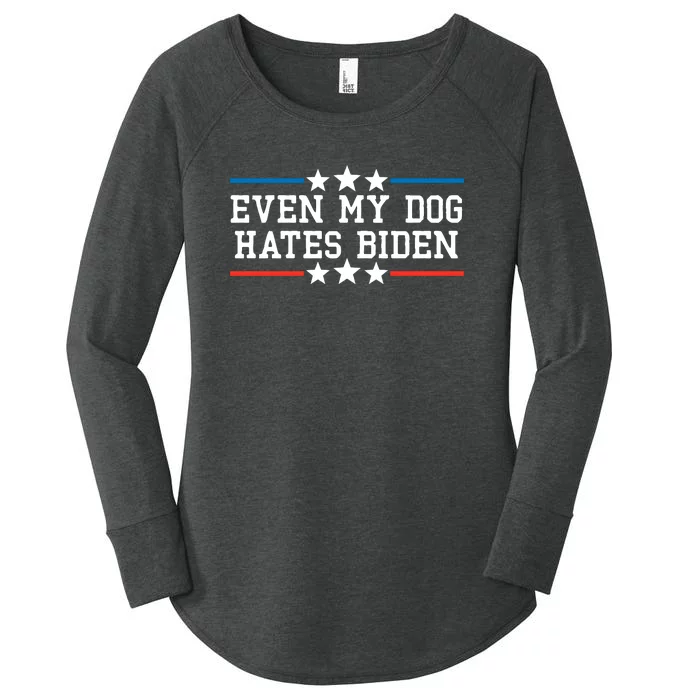 Even My Dog Hates Biden Funny Anti Biden FJB Women's Perfect Tri Tunic Long Sleeve Shirt