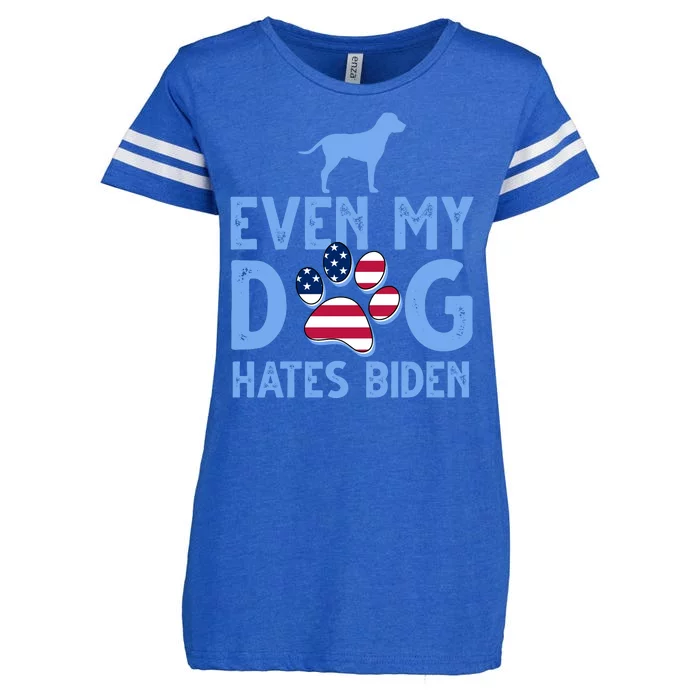 Even My Dog Hates Biden Enza Ladies Jersey Football T-Shirt