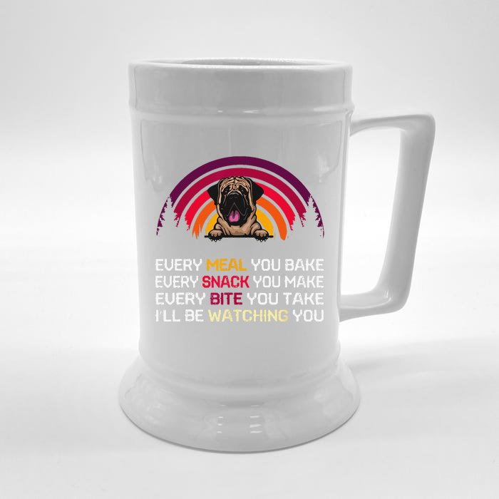 English Mastiff Dog Ill Be Watching You Lover Fathers Day Front & Back Beer Stein