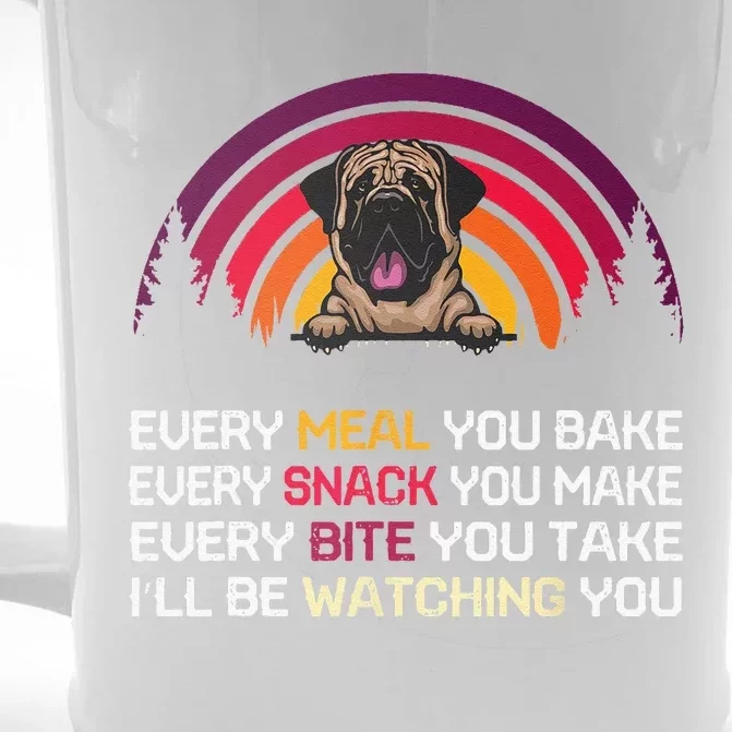 English Mastiff Dog Ill Be Watching You Lover Fathers Day Front & Back Beer Stein