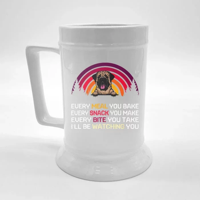 English Mastiff Dog Ill Be Watching You Lover Fathers Day Front & Back Beer Stein