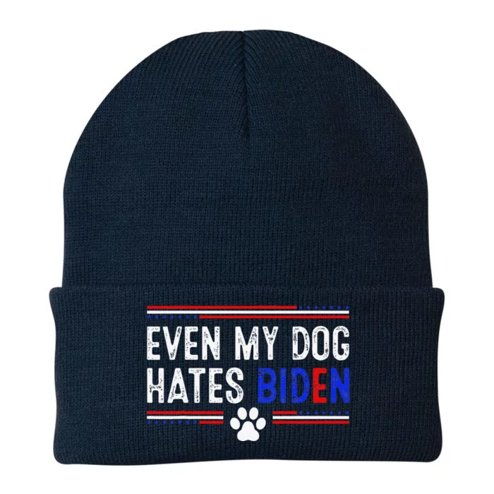 Even My Dog Hates Biden Funny Anti Biden Knit Cap Winter Beanie