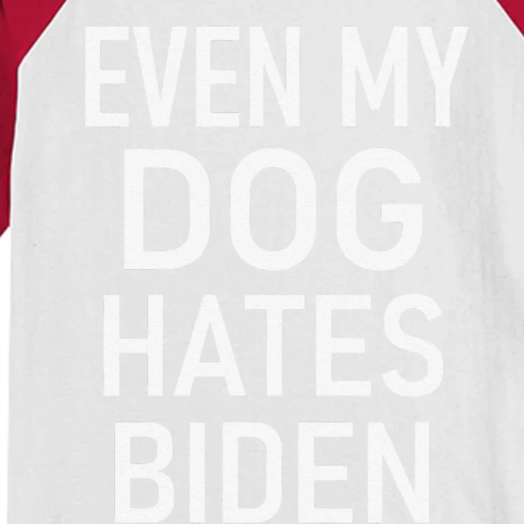 Even My Dog Hates Biden, Conservative, Anti Liberal, Funny Kids Colorblock Raglan Jersey