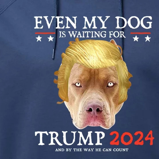 Even My Dog Is Waiting For Trump 2024 Gift Performance Fleece Hoodie