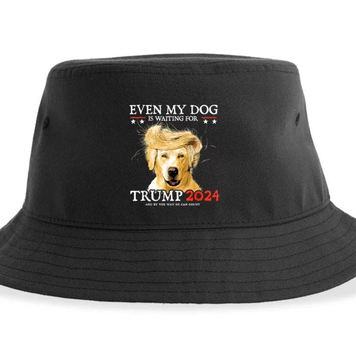 Even My Dog Is Waiting For Trump 2024 Sustainable Bucket Hat