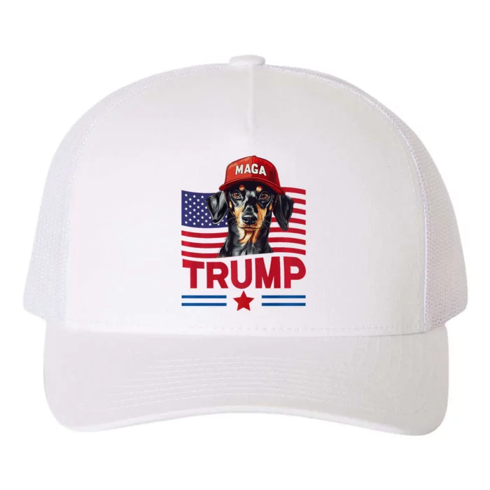 Even My Dog Loves Trump Funny Dachshund Maga Hat Premium Yupoong Adult 5-Panel Trucker Hat