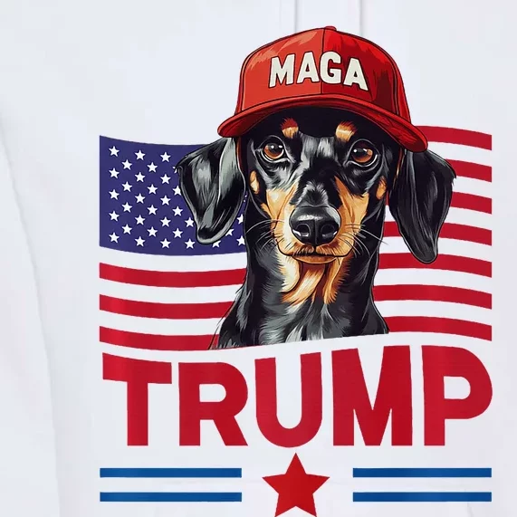 Even My Dog Loves Trump Funny Dachshund Maga Hat Premium Premium Hoodie