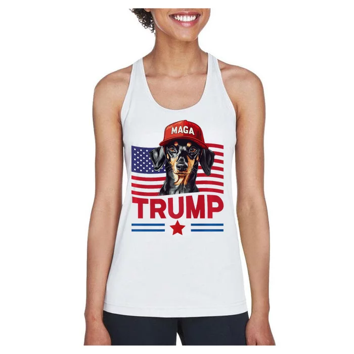 Even My Dog Loves Trump Funny Dachshund Maga Hat Premium Women's Racerback Tank