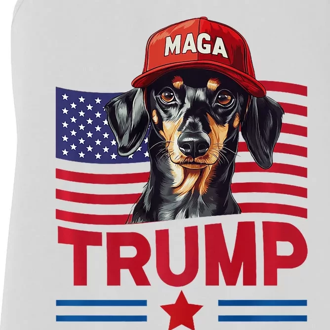 Even My Dog Loves Trump Funny Dachshund Maga Hat Premium Women's Racerback Tank