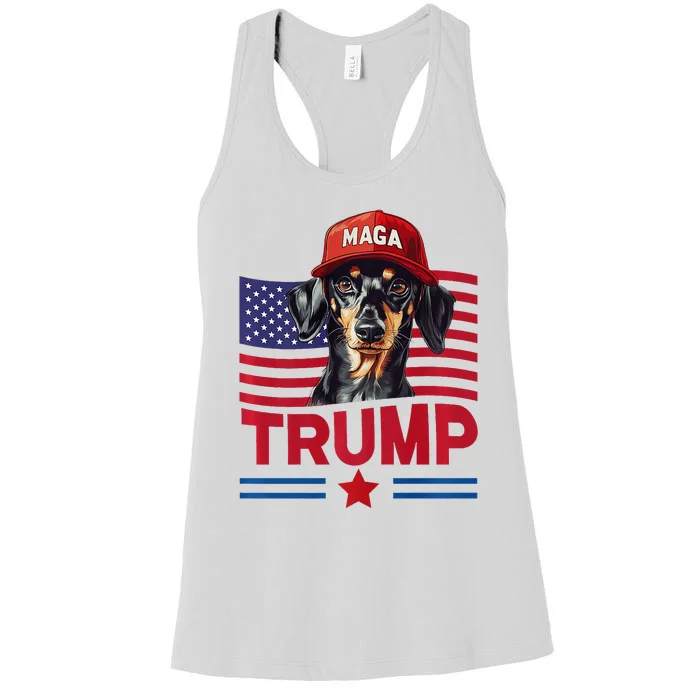 Even My Dog Loves Trump Funny Dachshund Maga Hat Premium Women's Racerback Tank