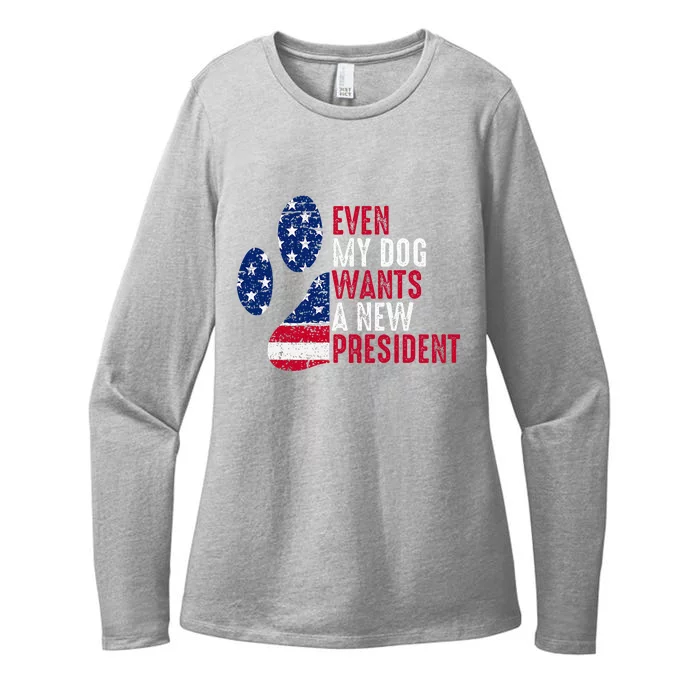 Even My Dog Wants A New President Dog Paw Womens CVC Long Sleeve Shirt