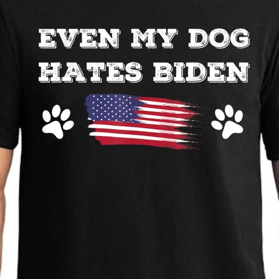 Even My Dog Hates Biden Conservative Anti Liberal US Flag Pajama Set