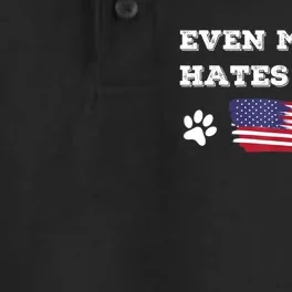 Even My Dog Hates Biden Conservative Anti Liberal US Flag Dry Zone Grid Performance Polo