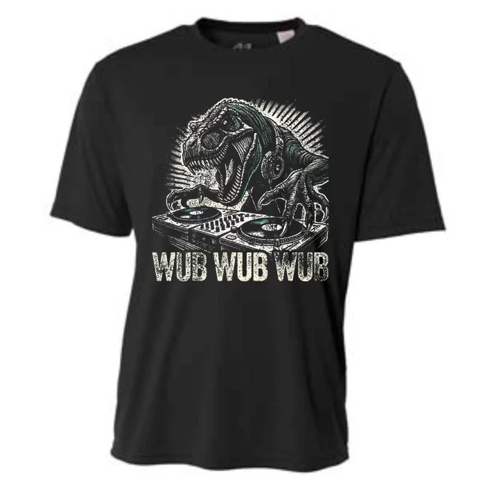 Electronic Music Dinosaur Dj Dubstep Cooling Performance Crew T-Shirt