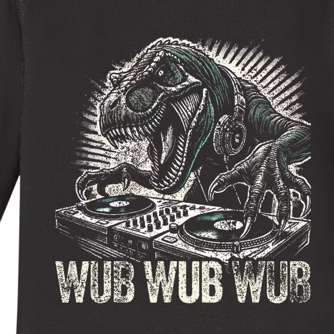 Electronic Music Dinosaur Dj Dubstep Baby Long Sleeve Bodysuit