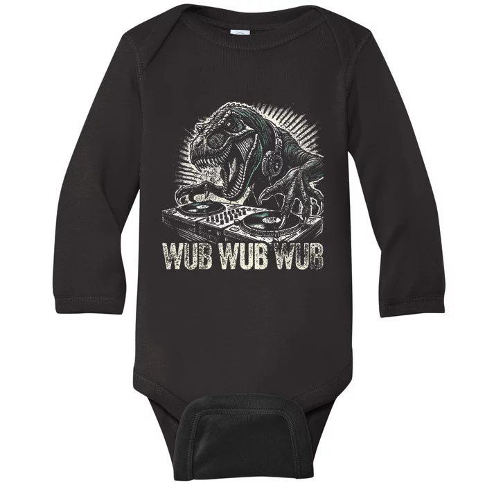 Electronic Music Dinosaur Dj Dubstep Baby Long Sleeve Bodysuit