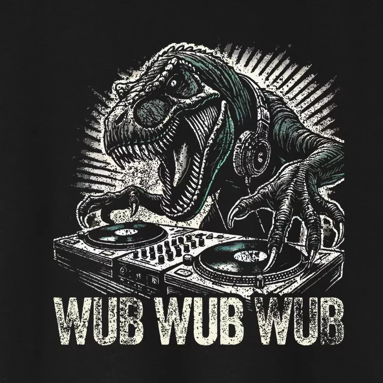 Electronic Music Dinosaur Dj Dubstep Women's Crop Top Tee