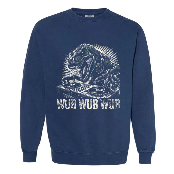 Electronic Music Dinosaur Dj Dubstep Garment-Dyed Sweatshirt