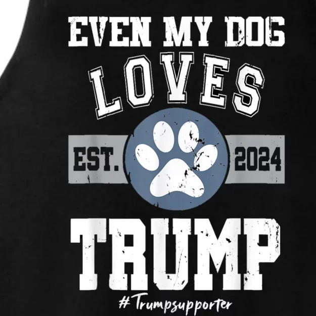 Even My Dog Loves Trump Usa Flag Election Trump Support Ladies Tri-Blend Wicking Tank