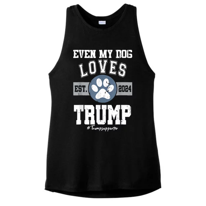 Even My Dog Loves Trump Usa Flag Election Trump Support Ladies Tri-Blend Wicking Tank