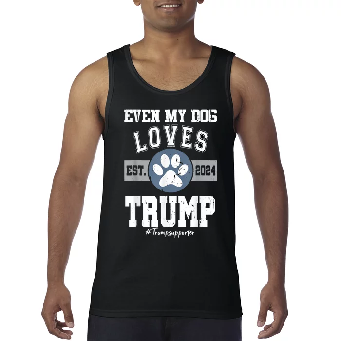 Even My Dog Loves Trump Usa Flag Election Trump Support Tank Top