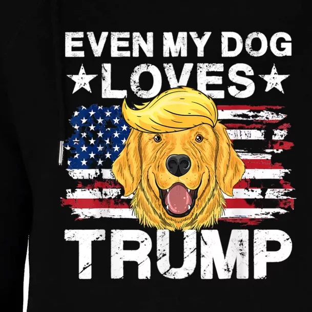 Even My Dog Loves Trump Usa Flag Election Trump Support Womens Funnel Neck Pullover Hood