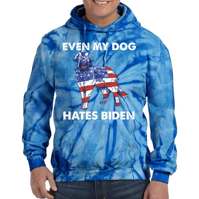 Even My Dog Hates Biden Republican Anti Biden Usa Flag Tie Dye Hoodie