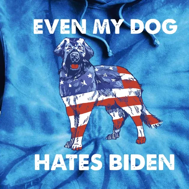 Even My Dog Hates Biden Republican Anti Biden Usa Flag Tie Dye Hoodie