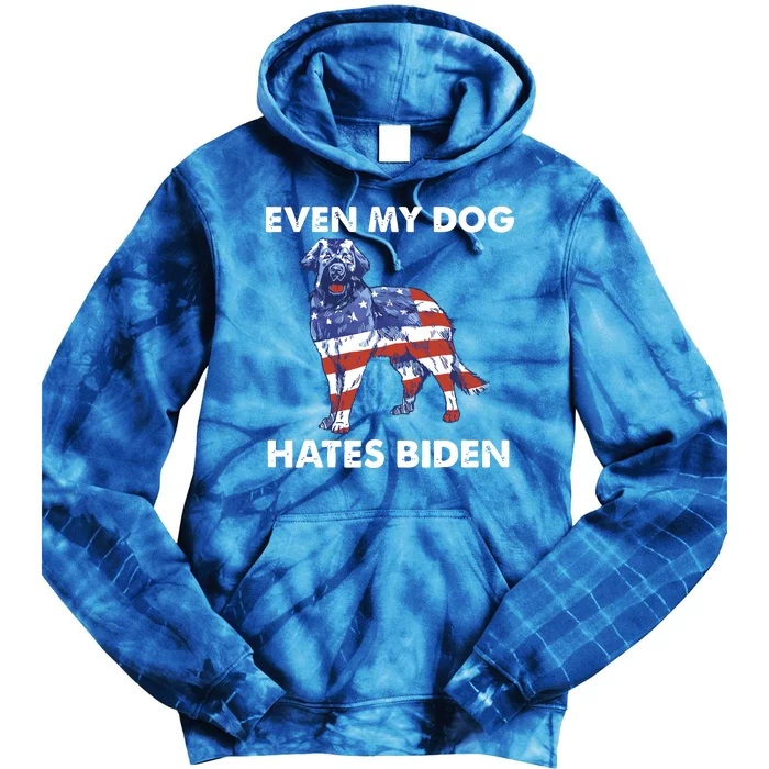 Even My Dog Hates Biden Republican Anti Biden Usa Flag Tie Dye Hoodie