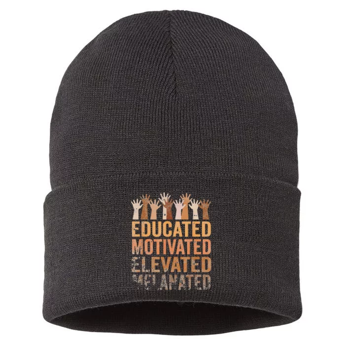 Educated Motivated Elevated Melanated Black Pride Melanin Sustainable Knit Beanie