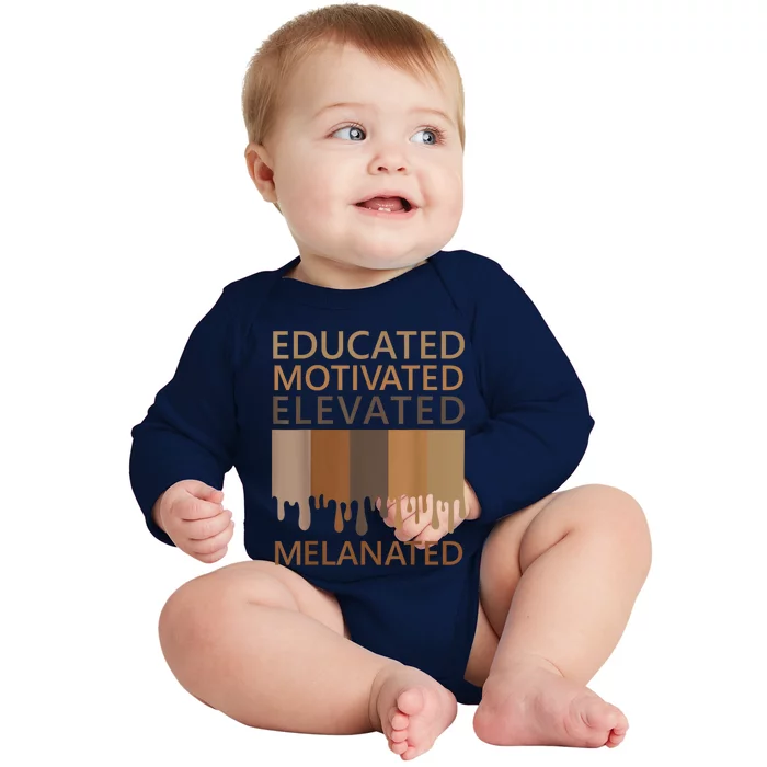 Educated Motivated Elevated Melanated Baby Long Sleeve Bodysuit