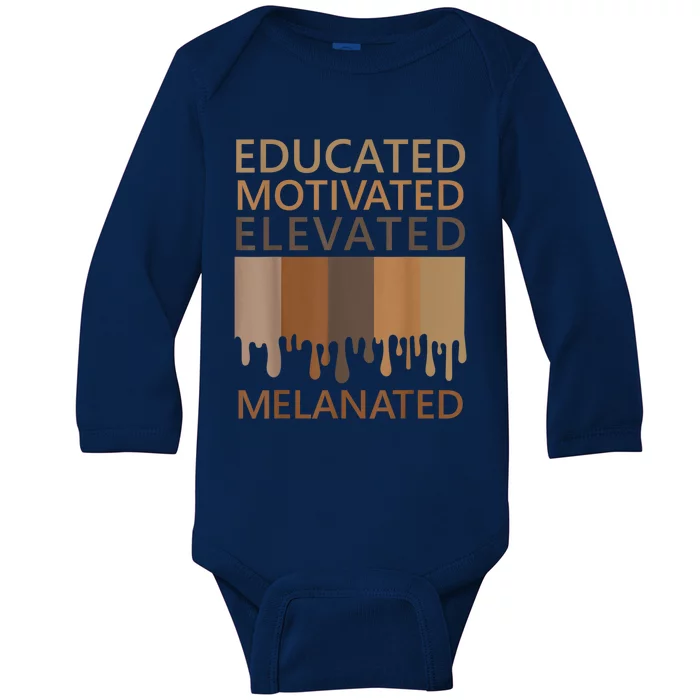 Educated Motivated Elevated Melanated Baby Long Sleeve Bodysuit