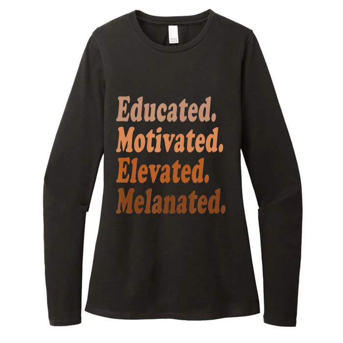 Educated Motivated Elevated Melanated Black Pride Melanin Womens CVC Long Sleeve Shirt