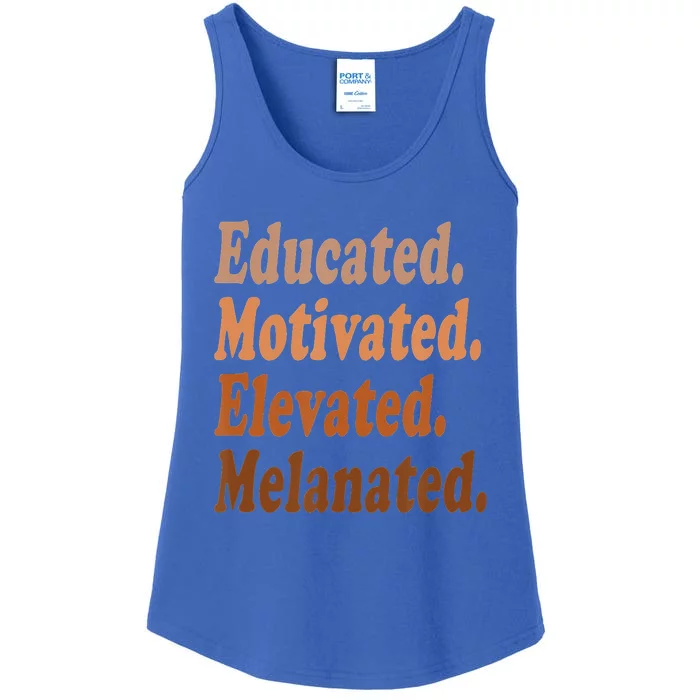 Educated Motivated Elevated Melanated Black Pride Melanin Ladies Essential Tank