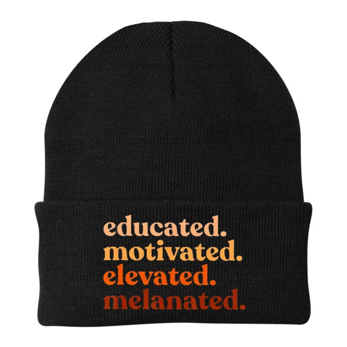 Educated Motivated Elevated Melanated Black History Month Knit Cap Winter Beanie