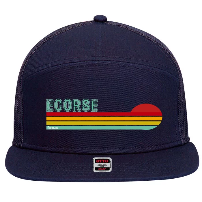 Ecorse Michigan 7 Panel Mesh Trucker Snapback Hat