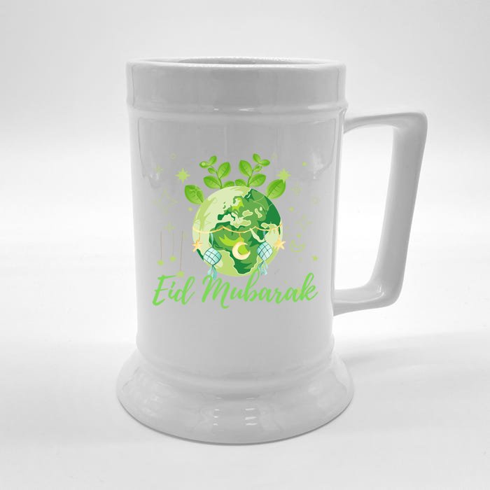 Eid Mubarak Earth Day Design Gift Front & Back Beer Stein