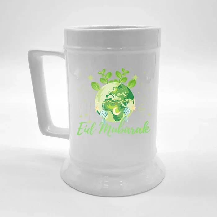 Eid Mubarak Earth Day Design Gift Front & Back Beer Stein