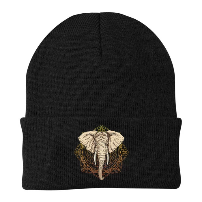 Elephant Mandala Knit Cap Winter Beanie