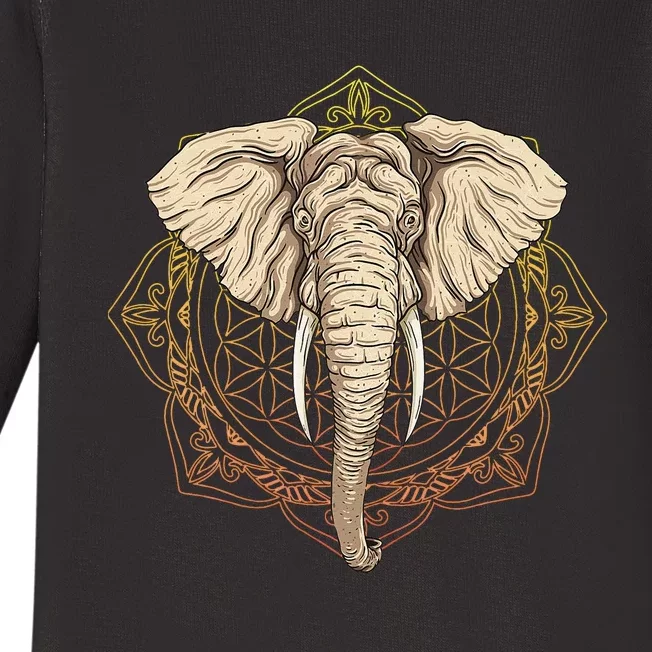 Elephant Mandala Baby Long Sleeve Bodysuit