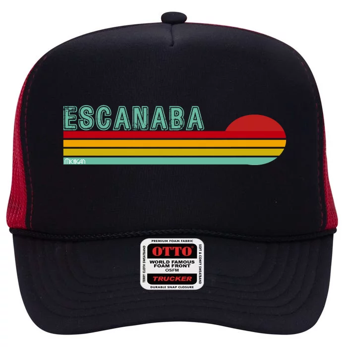 Escanaba Michigan High Crown Mesh Trucker Hat